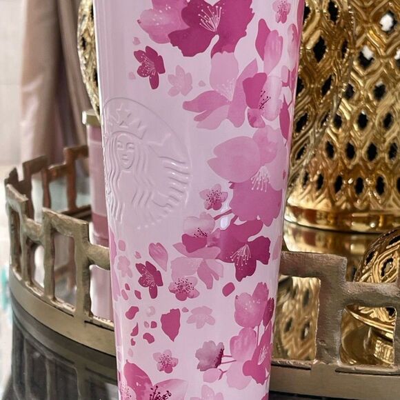 2022 Starbucks Mexico Pink Cherry Blossom Stainless Steel Cold Cup 24oz - Picture 5 of 11